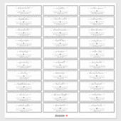 Zwart-wit Script Bruiloft Gast Adres Sticker (Vel)