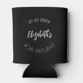 Zwart wit script eenvoudige verjaardag blikjeskoeler (Achterkant)