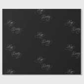 Zwart-wit Script Happy Birthday Cadeaupapier (Vlak)