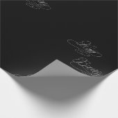 Zwart-wit Script Happy Birthday Cadeaupapier (Hoek)