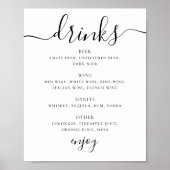 Zwart-wit script huwelijksdrankjes bar menu poster (Voorkant)