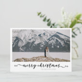 Zwart & Wit Script Kerst Kaart (Staand voorkant)