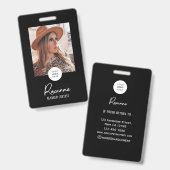 Zwart & Wit Script Logo Foto Make-up Badge (Voor- en achterkant)