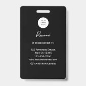 Zwart & Wit Script Logo Foto Make-up Badge (Achterkant)
