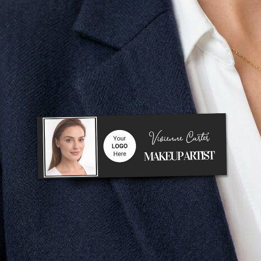 Zwart Wit Script Logo Foto Make-up Naamplaatje