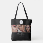 Zwart Wit Script Logo Foto Make-up Studio Draagtas (Achterkant)