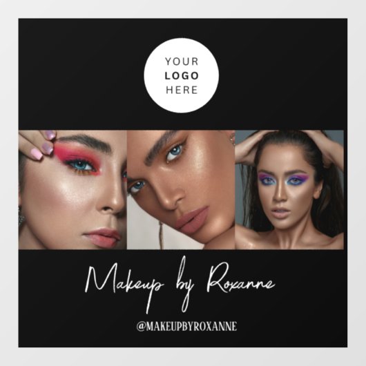 Zwart Wit Script Logo Foto Make-up Studio Raamsticker (Vel)
