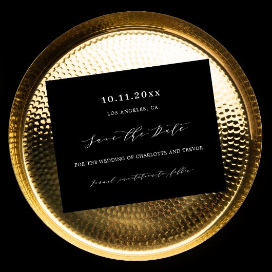 Zwart wit script moderne bruiloft Save the Date
