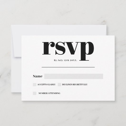 Zwart wit script moderne gedurfde rsvp bruiloft (Voorkant)