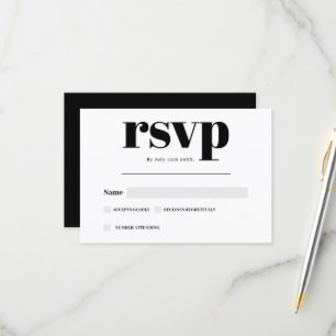 Zwart wit script moderne gedurfde rsvp bruiloft kaartje