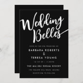 Zwart Wit Script Moderne Lesbische Huwelijk Kaart (Voorkant / Achterkant)