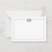 Zwart Wit Script Monogram Notitiekaartje (Voorkant)