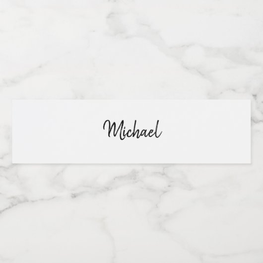 Zwart-wit Script Naam Verjaardag Waterfles Etiket (Enkel label)