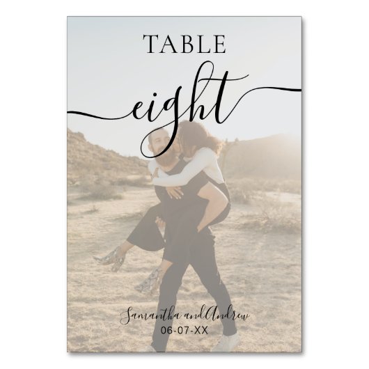 Zwart wit script noemt foto's bruiloft kaart (Voorkant)