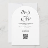 Zwart-wit script QR Code Arch Wedding Kaart (Achterkant)