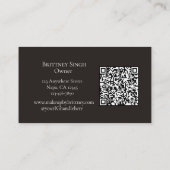 Zwart Wit Script QR Code Foto Make-up Visitekaartje (Achterkant)