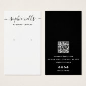 Zwart wit Script QR-code Veroorbaar beeldscherm Visitekaartje (Voorkant /achterkant)