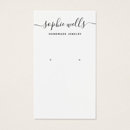 Zwart wit Script QR-code Veroorbaar beeldscherm Visitekaartje (Voorkant)