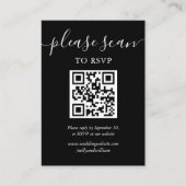 Zwart-wit Script RSVP QR Code Foto Informatiekaartje (Voorkant)