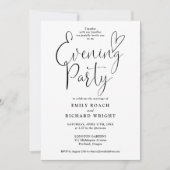 Zwart-Wit Script Trouwavond Feest Kaart (Voorkant)