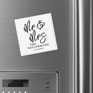 Zwart Wit Script Trouwgunst Magneet