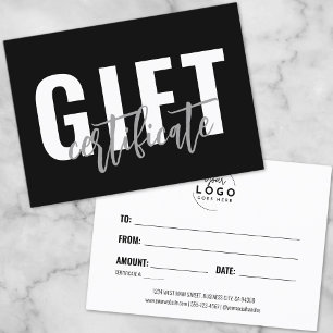 Zwart Wit Script Zakelijk Cadeaubon Visitekaartje