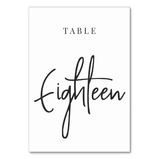 Zwart-wit Scripting Table EIGHTEEN Kaart (Voorkant)