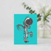 Zwart-wit Scroll Design Briefkaart (Staand voorkant)