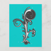 Zwart-wit Scroll Design Briefkaart (Voorkant)