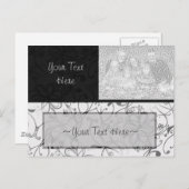 Zwart-wit Scroll Fotohouder Briefkaart (Voorkant / Achterkant)