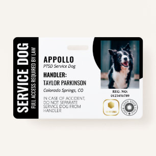 Zwart Wit Service Hond 2 Logo's & Foto ID Badge