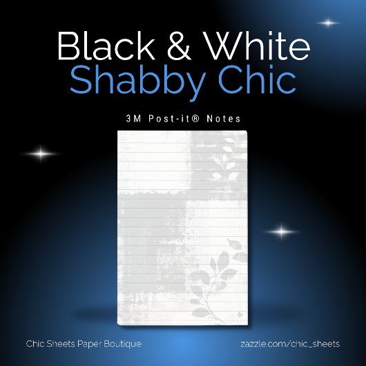 Zwart & Wit Shabby Chic Botanisch 3M Post-it® Notes
