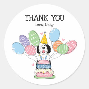 Zwart & Wit Sheepadoodle Favor Tags Sticker