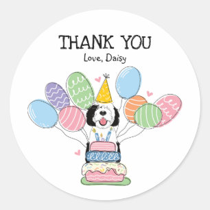 Zwart & Wit Sheepadoodle Favor Tags Sticker