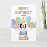 Zwart & Wit Sheepadoodle Hond Gelukkige Verjaardag