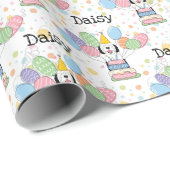 Zwart & Wit Sheepadoodle Hond Verjaardag Cadeaupapier (Rol Hoek)