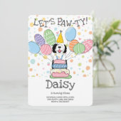 Zwart & Wit Sheepadoodle Hond Verjaardagsfeest Kaart (Staand voorkant)