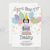 Zwart & Wit Sheepadoodle Hond Verjaardagsfeest Kaart (Voorkant / Achterkant)