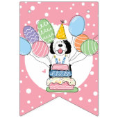 Zwart & Wit Sheepadoodle Hond Verjaardagsfeest Vlaggetjes (Eerste vlag)