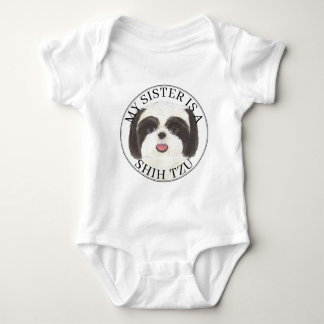 Zwart-wit Shih Tzu Big Sister Romper