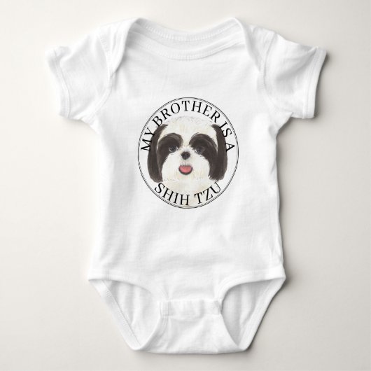 Zwart-wit Shih Tzu Brother Romper (Voorkant)
