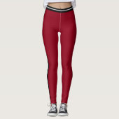 Zwart Wit Side Stripe Rode Leggings Kies kleuren (Voorkant)