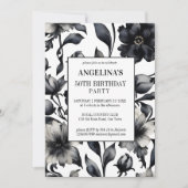 Zwart-wit sierlijk verjaardagsfeestje kaart (Voorkant)