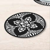 Zwart-wit sierontwerp bruiloft ronde kartonnen onderzetter (Gebogen)