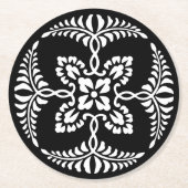 Zwart-wit sierontwerp bruiloft ronde kartonnen onderzetter (Voorkant)