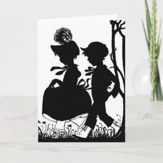 Zwart-wit Silhoutte Kinderen Wenskaart Kaart