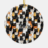 Zwart Wit Sinaasappel Katten Keramisch Ornament (Voorkant)