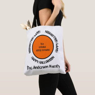 Zwart Wit Sinaasappel Spooky Modern Happy Hallowee Draagtas