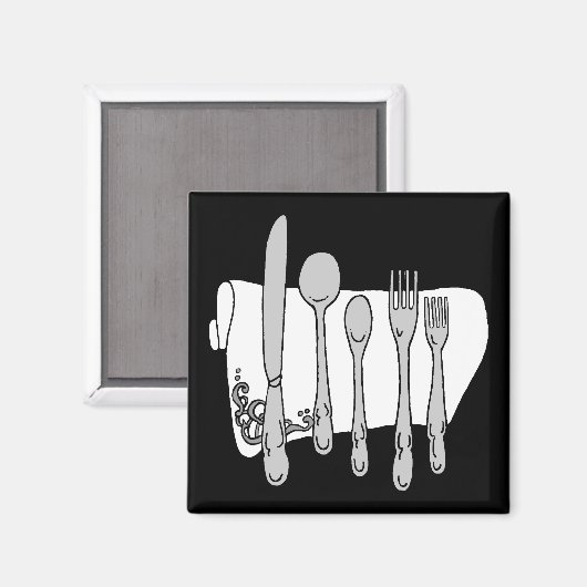 Zwart-wit Siverware Design Magneet (Voorkant / Achterkant)