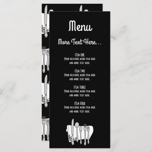 Zwart-wit Siverware Design Menu Rack Kaart (Voorkant / Achterkant)